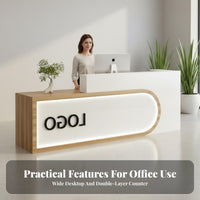 Modern LED Reception Desk Stylish and Functional Company Reception Table Easy Assembly Retail Cashier Stand for Business Owners, Lobby