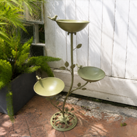 Cast Iron Bird Feeder Bird Bath 3-Tier Tray Pole Mount Wild Bird Feeder Outdoor Garden Decoration