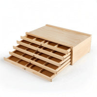 Wood Art Storage Box Compartmented Art Supply Drawer Box Sturdy for Craft Room