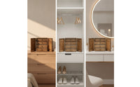 Tabletop Jewelry Cabinet Rustic Jewelry Cabinet with Drawers Enclosed for Dresser, Vanity