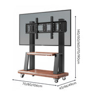 Floor TV Stand with Wheels Heavy Duty Mobile TV Cart Adjustable Viewing Carbon Steel Frame Sleek Wood Finish Suitable for Outdoor Conference Room Showcase Show Home Decoration