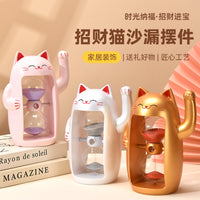 Lucky Cat Hourglass Glass Timer Handmade Modern Minimalist Ornament Personal Gift Premium Hourglass Ornament