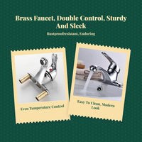 Bathroom Faucet, Double Hole Basin Tap, Brass, Rustproof