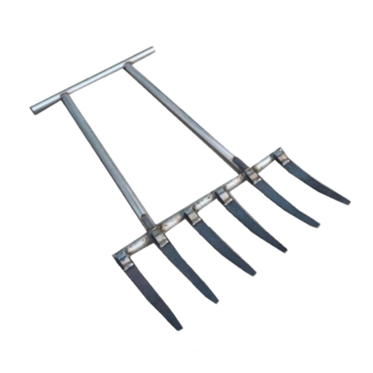 Steel Digging Fork Pointed Tines Long Handled Pitchfork Straight Crosspiece