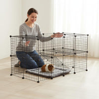 36 Pieces Wire Mesh Pet Fence Modular Door Panel Pen Sturdy