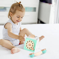 Wooden Rotary Telephone Toy Decorative Retro Wooden Rotating Number Wheel Phone Retro Rotating Number Wheel Phone Toy Sleek