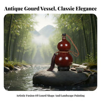 Natural Gourd Beverage Bottle With Carrying Cord Antique Design Gourd Bottle Portable Spirits Calabash Good Luck Symbol Hu Lu