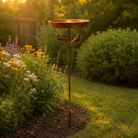 Avian Figure Bath Outdoor Metal Avian Bath Stake Weather-Resistant for Courtyard