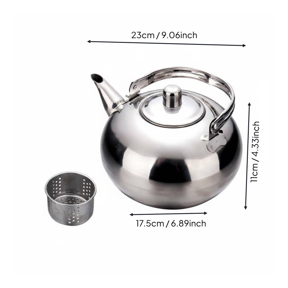 Stainless Steel Teapot Easy to Clean Teapot with Strainer Thickened Tableware for Restaurant