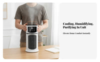 Cools & Humidifies Misting Desk Fan 8 Hour Timer Desktop Water Cooling Fan LED Nightlight for Office Workers, Students, Bedroom, Dorm Room