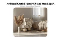 Small Nightstand Wabi-Sabi aesthetic Amorphous Side Table Hand-Painted Finish Multi-Functional for Design aficionados