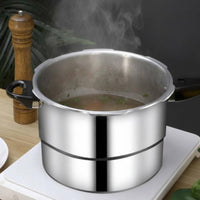 Gas and Induction Compatible Stovetop Pressure Cooker Thickened Base Commercial Pressure Cooker Heavy-Duty Construction Large Capacity Cooking Pot Multiple Safety Features for Chefs, Families, Restaurant, Cafeteria