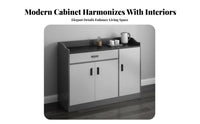 Large Capacity Tea Station Cabinet Ample Storage Space Away Ice Pantry Cabinet Multi-Functional Living Room Sideboard Spacious Tabletop for Homeowners, Families, Adults, Dining Area, Kitchen