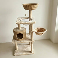 Multi-Level Cat Climber Woven-Look Multi Level Cat Climber Suspended Bowl Seat Climbing Frame