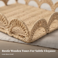 Hand Woven Tray with Handles Handwoven Handle Tray Beige