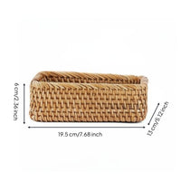Japanese Design Storage Box Easy to Clean Rectangular Bread Basket Water-Resistant-Resistant Rectangular Rattan Basket for Kitchen, Entryway, Lavatory