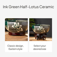Ceramic Fish Bowl Lotus Pattern Desktop Decor