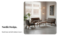 Nordic design Upholstered Sofa and Armchair Group sturdy Wood Frame business-grade Furniture Comfortable Upholstery Cafe Set Minimalist Design for Business Owners, Interior Designers, homeowners, Reception Area, Office, Living Room