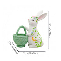Hare Flowerpot Ornament Floral Details Hare Planter Woven Texture Bunny Plant Pot for Balcony, Outdoor Display