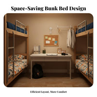 Steel Frame Bunk Bed Space Saving Dormitory Bunk Bed Heightened Guardrail Institutional Furniture for Employees, Adults, Barracks, Bedroom, Guest Room