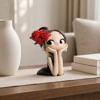 Cartoon Girl Statue Giftable Home Decoration Adorable Look