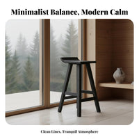 Round Top Counter Stool Minimalist Look Bar Seating Built-in Footrest for Cafe