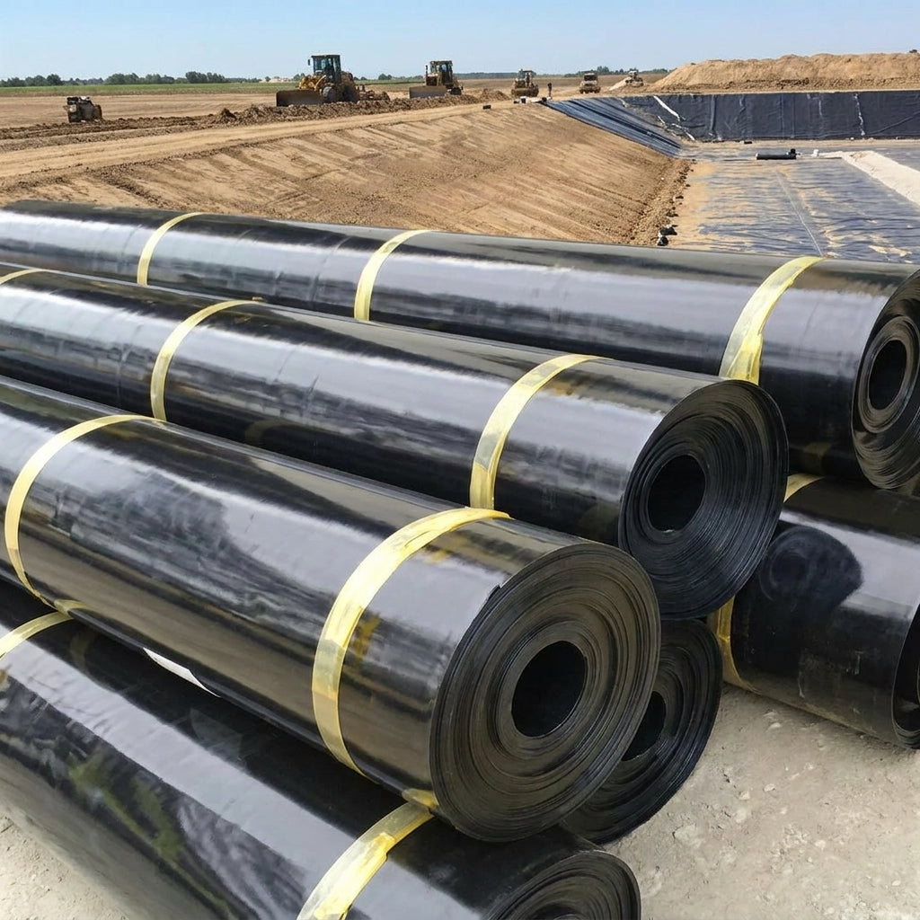 HDPE Geomembrane Roll, Pond Liner 0.2-2.0mm, Waterproof Construction Film for Fish Pond & Garden Pond, Weather-Resistant, Black