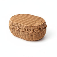 Rattan Box with Lid Portable Woven Box with Lid Stackable for Bathroom
