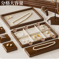 Wooden Jewelry Tray with Compartments for Earrings, Rings, and Bracelets