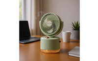 Desktop Cooling Fan Humidifier Top-Fill USB Humidifier Fan Textured Lighted Section for Office Desk