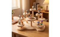 Tabletop Figurine Stand Tiered Wooden Display Rack Multifunctional Multi-Tier Display Shelf for Collectors, Desk Organization