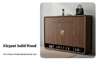 Solid Wood Frame Chinese Design Entryway Cabinet Multi-Functional Entryway Shoe Cabinet Space-Saving Design Freestanding Shoe Organizer Long-Lasting Construction for Homeowners, Families, Apartment Dwellers, Hallway, Living Room, Bedroom, Closet