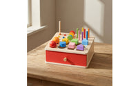 Educational Wooden Sorting Box with Drawer Bright Montessori Toy with Wand Solid-Wood Shape Sorter with Drawer for Quiet Learning Time