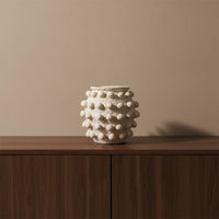 Sculptural Vase Textured Ball-Patterned Vase Modern Organic Vessel for Interior Decorators, Tabletop, Living Room, Bookshelf