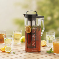 Slim Refrigerator Pitcher with Infuser Graduated Infusion Pitcher with Filter BPABPA-Safe Carafe with Lid Lightweight for Tea Lovers, Kitchen