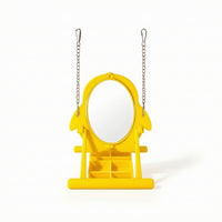 Compact Bird Mirror with Perch and Slow Feeder Rounded Parrot Mirror with Feeder Shatterproof Interactive Bird Toy Sturdy for Budgies