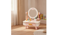 Pretend Vanity Table with Mirror Child-Friendly Toy Vanity Set Sturdy Grooming Station for Bedroom
