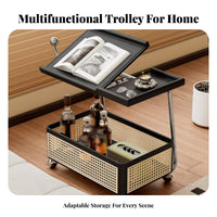 2-Tier Rolling Utility trolley Vintage design & aesthetic Mobile Storage mobile unit for Party Hosts
