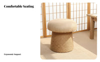 Rope-Wrapped Round Stool Stable and Long-Lasting Small Round Ottoman Padded