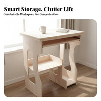 Desk with Storage Shelves sturdy Wood Computer Table Space Saving for Students