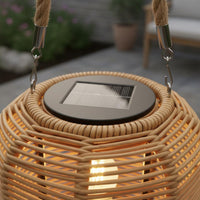 Handwoven Solar Lantern Braided Rope Handle Handwoven Rattan Lantern for Balcony