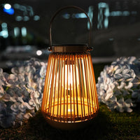 Solar-Powered Rattan Lantern for Garden, Waterproof, Hanging or Tabletop, Vintage Style
