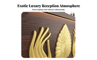 Thai Design Reception Desk Handcrafted Southeast Asian Design Front Counter Backlit Design Carved Wood Spa Counter for Business Owners, Massage Parlor
