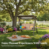3 Seater Canopy Swing Sturdy Steel Frame 3-Seat Canopy Swing Comfortable Cushions for Families, Homeowners, Backyard, Balcony, Poolside