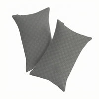 2 Pieces Mini Travel Pillow Curved Checkered Velvet Pillow Ergonomic Design