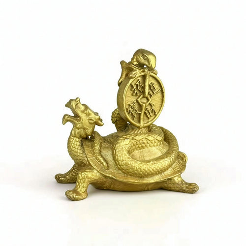 Mythical Beast Figurine with Disc Chinese Ornament with Base Compact