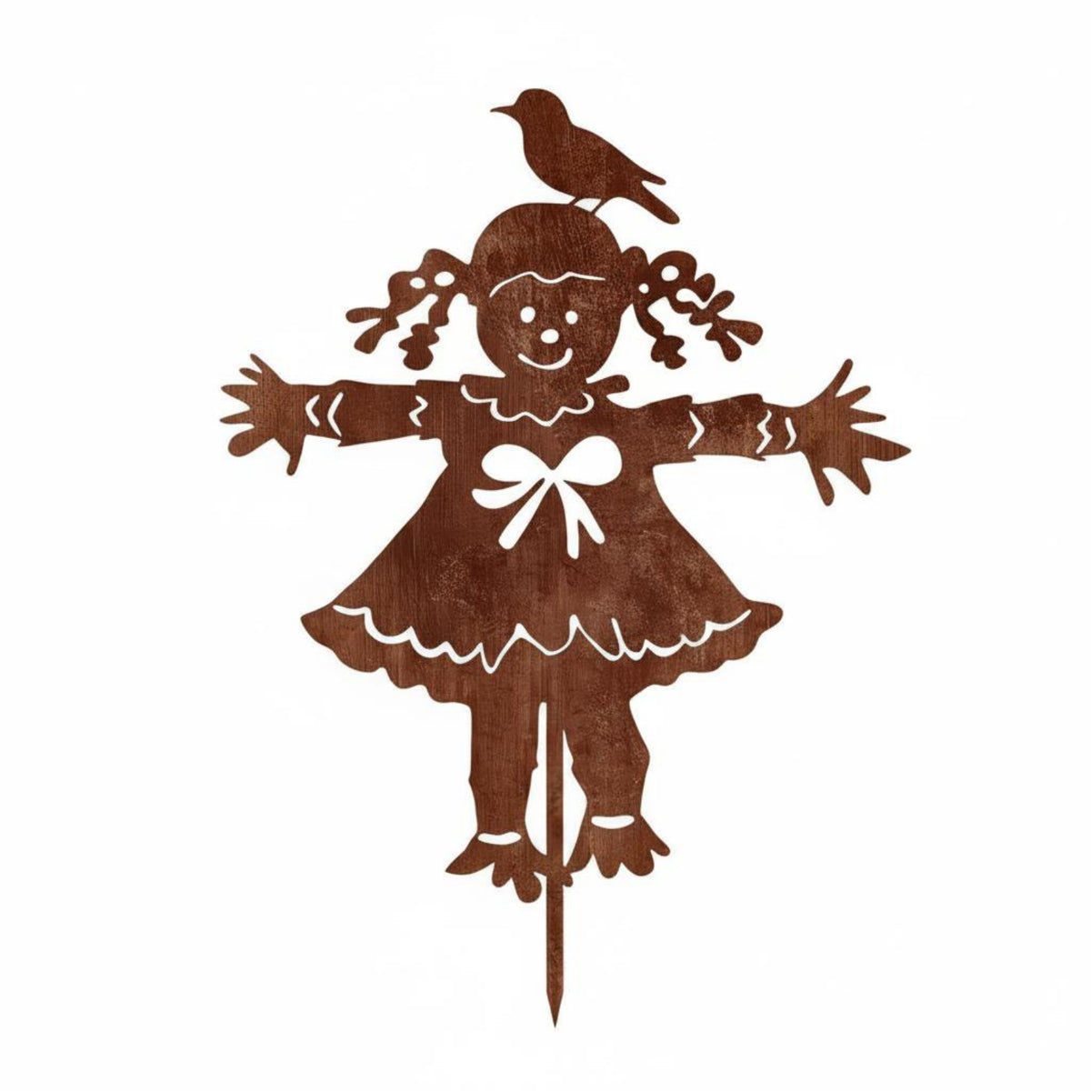 Metal Scarecrow Stake Rust Finish Scarecrow Stake Iron for Villa