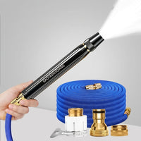 Garden Hose with High Pressure Alloy Nozzle for Car Cleaning, Long Spray Wand with Foam Lance for Car Wash, Easy to Use Tap Water, 4-Piece Set