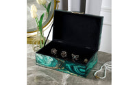2 Pieces Jewelry Box with Hinged Lid Glossy Marbled Jewelry Box Decorative Storage for Gift