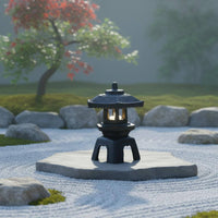 Cast Iron Candle Lantern Multifunction Use Japanese Garden Lantern for Tabletop